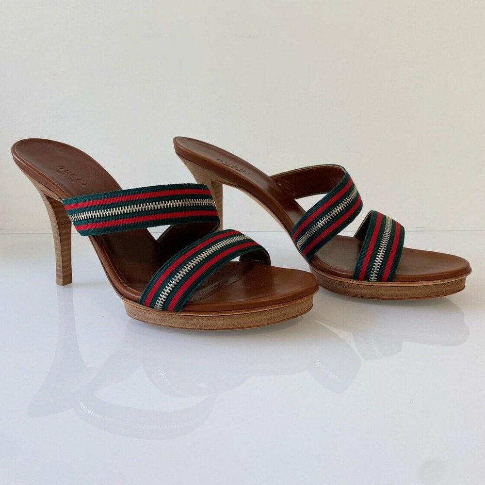 **Gucci Very Rare*Sherry Line*Zippered Design Sandals/ Heels**